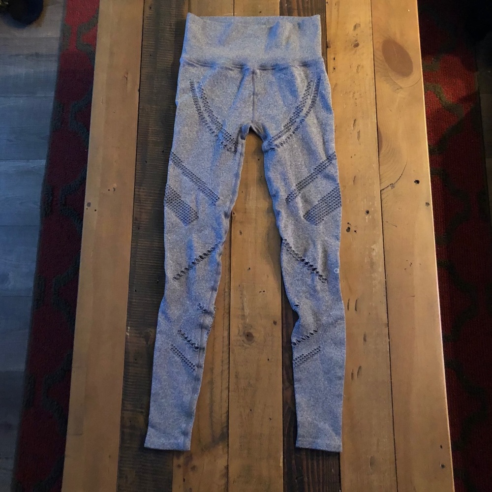 Alo Grey Laser Cut Seamless Leggings